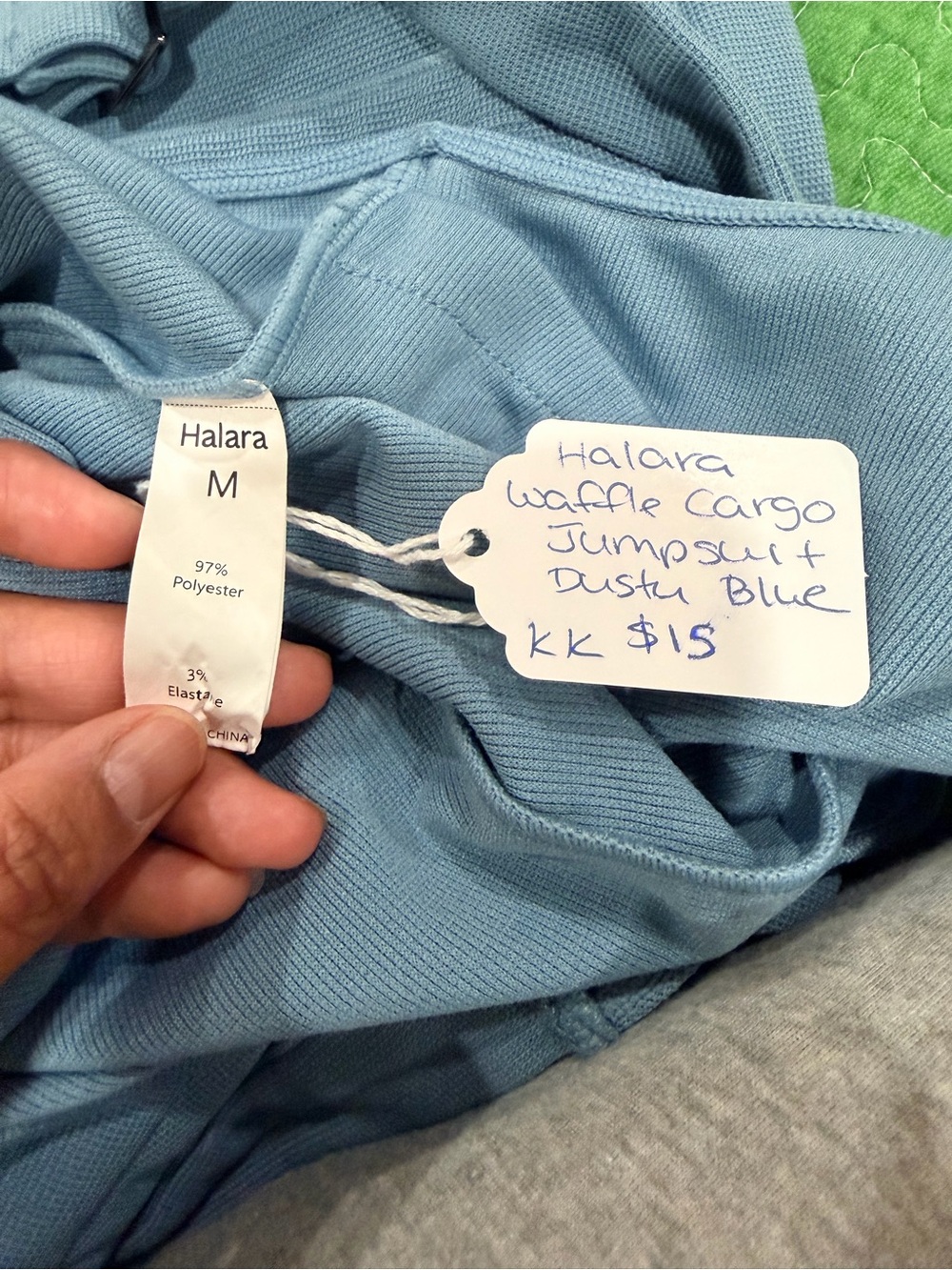 HALARA Dusty Blue Wide-Leg Cargo Jumpsuit with Straps - Picture 4 of 5
